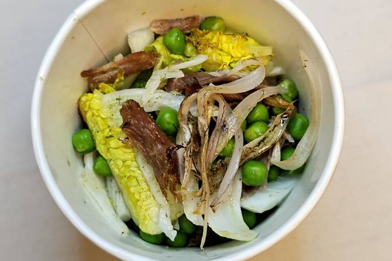 Confit Duck  Peas  Grilled Gem
Lettuce  Burned Onions  Shaved
Fennel  Fennel Seed Dressing